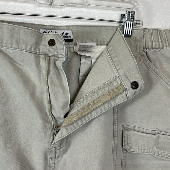 Columbia Cargo Shorts Men XXL Cream Zip Front 100% Cotton Inseam 6.5" Fishing - Picture 10 of 14
